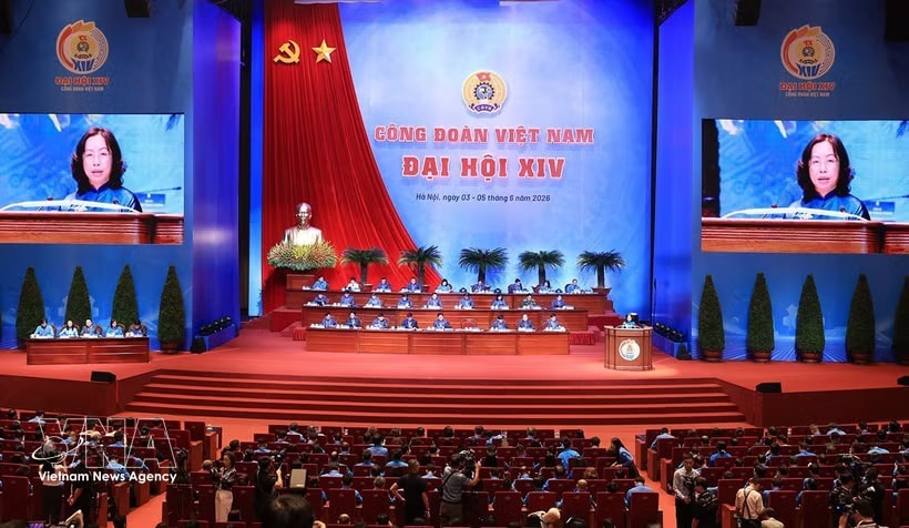 A view of the 14th Vietnam Trade Union Congress for the 2026–2031 term (Photo: VNA)