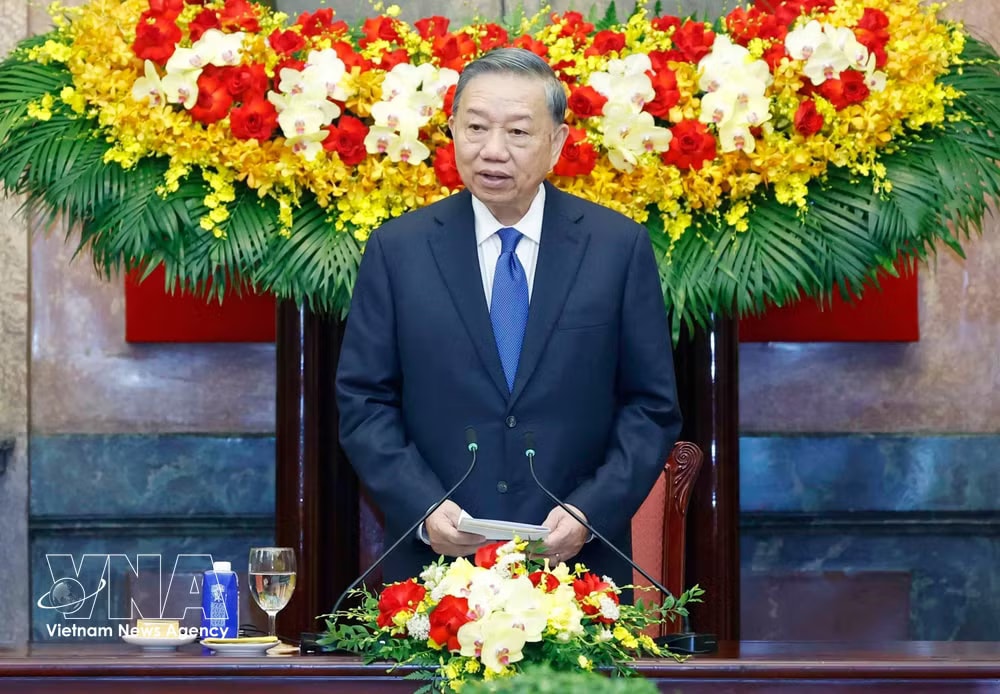 Party General Secretary and State President To Lam speaks at the meeting with heads of delegations, international experts, scholars and representatives of international organisations attending the ASEAN Future Forum 2026 on June 9. (Photo: VNA) vnanet-tolam3.jpg