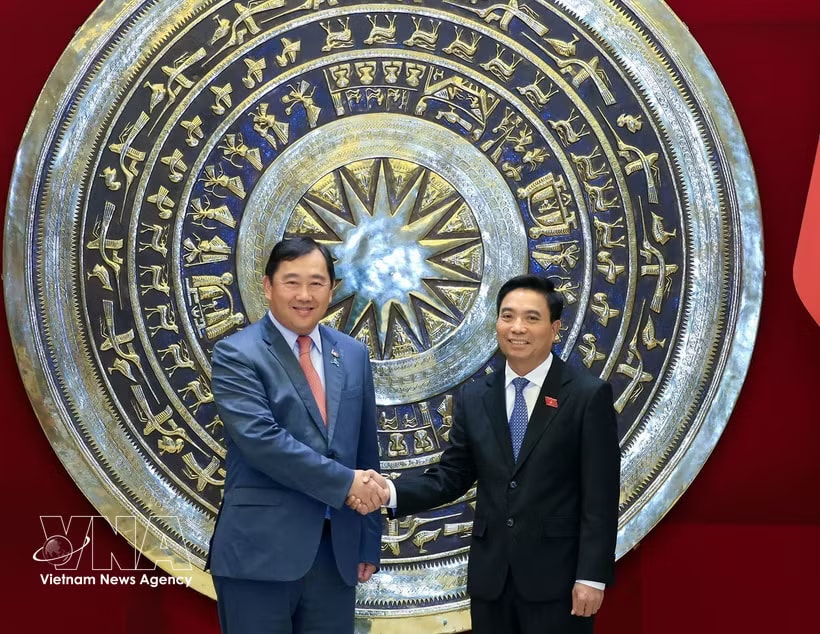 Vice Chairman of the National Assembly Nguyen Doan Anh (R) receives Suos Yara, Chairman of the Commission on Foreign Affairs, International Cooperation, and Information of the Cambodian National Assembly in Hanoi on June 10. (Photo: VNA)