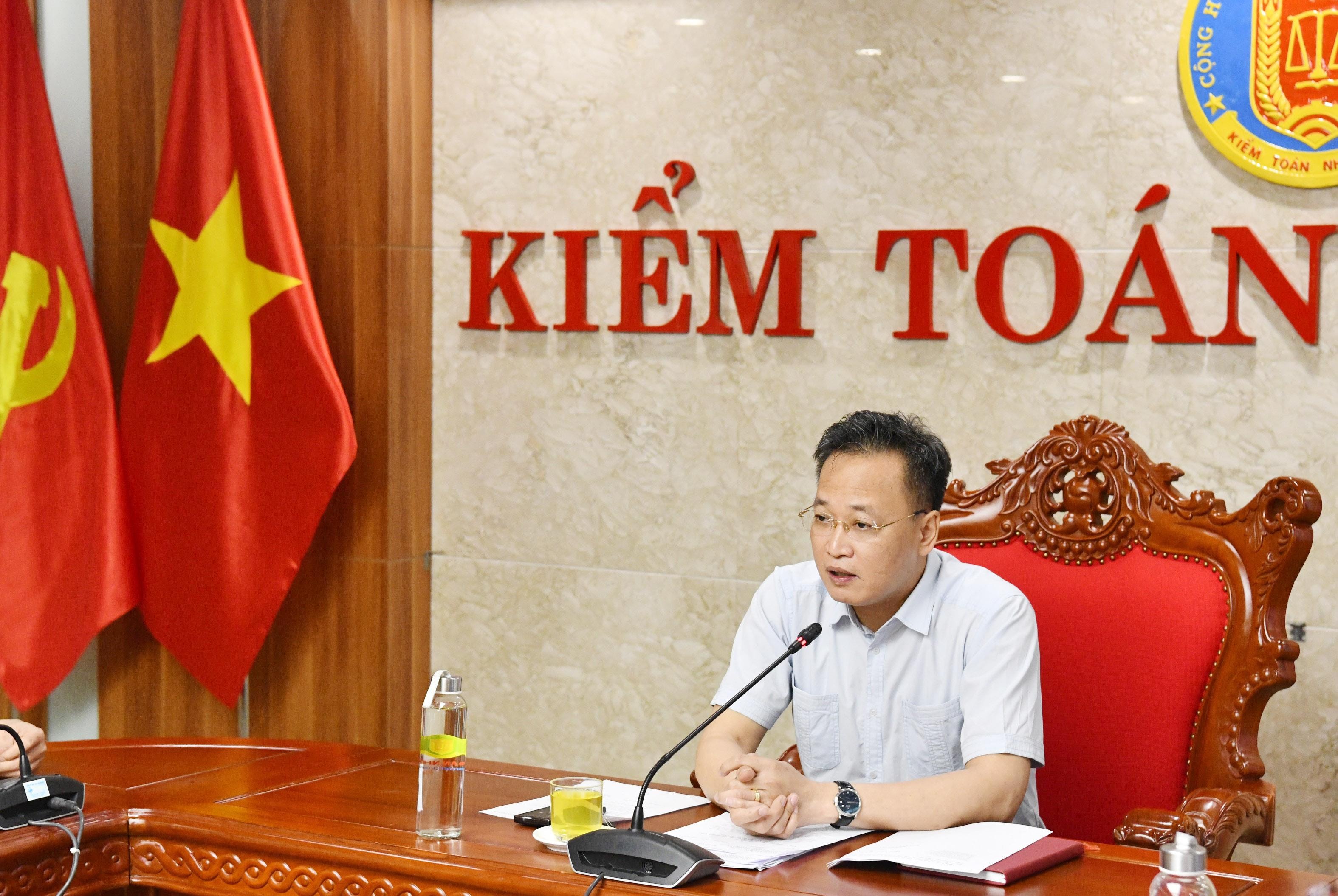 í thư Đảng ủy, Tổng Kiểm toán nhà nước Nguyễn Hữu Nghĩa - Trưởng Ban Chỉ đạo chủ trì cuộc họp. 