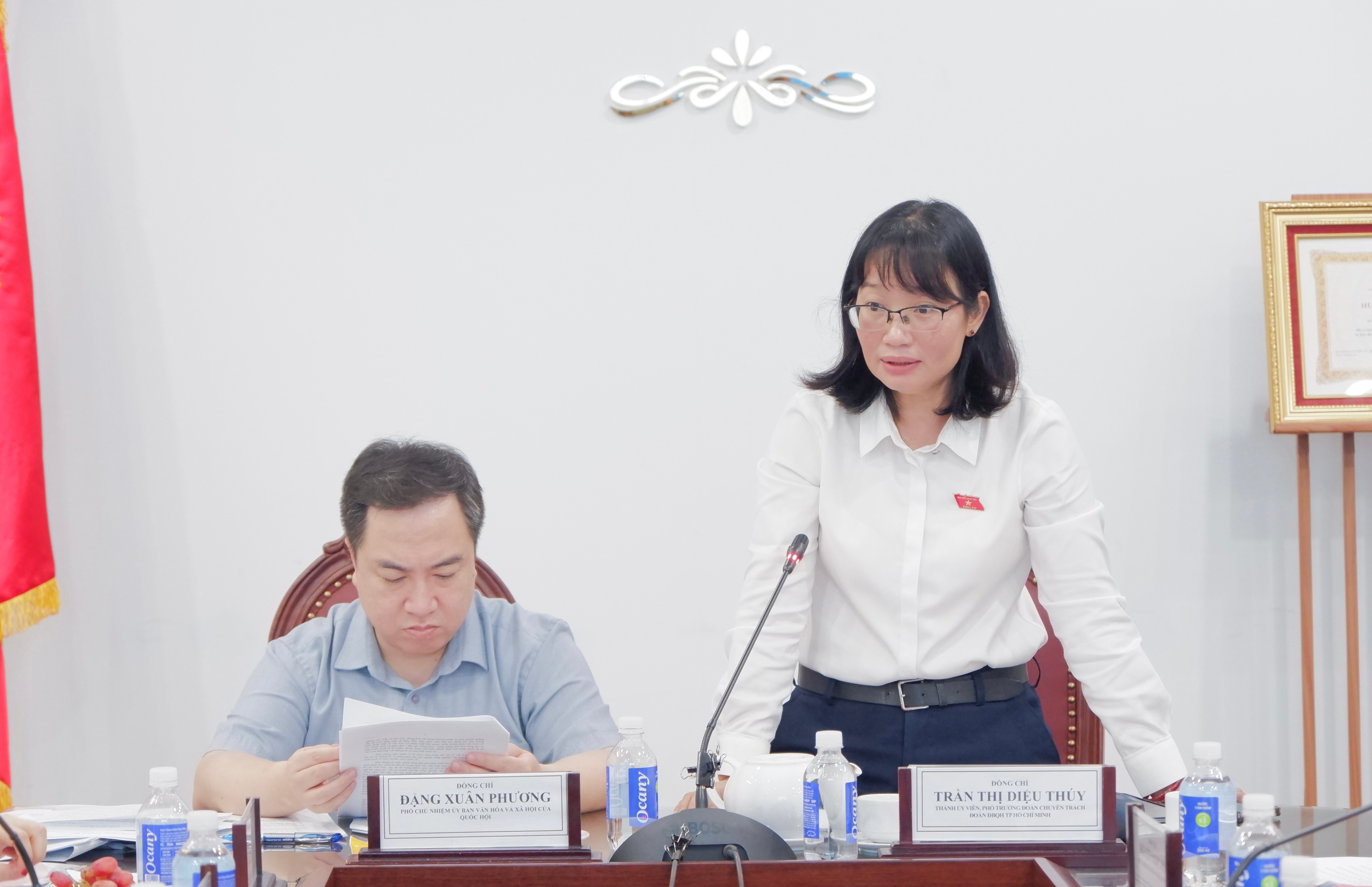 Phó Trưởng đoàn chuyên trách Đoàn ĐBQH TP. Hồ Chí Minh Trần Thị Diệu Thuý phát biểu 