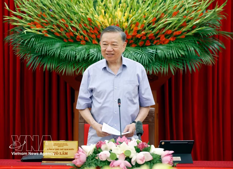 Party General Secretary and State President To Lam speaks at the working session with the education sector in Hanoi on June 15. (Photo: VNA)