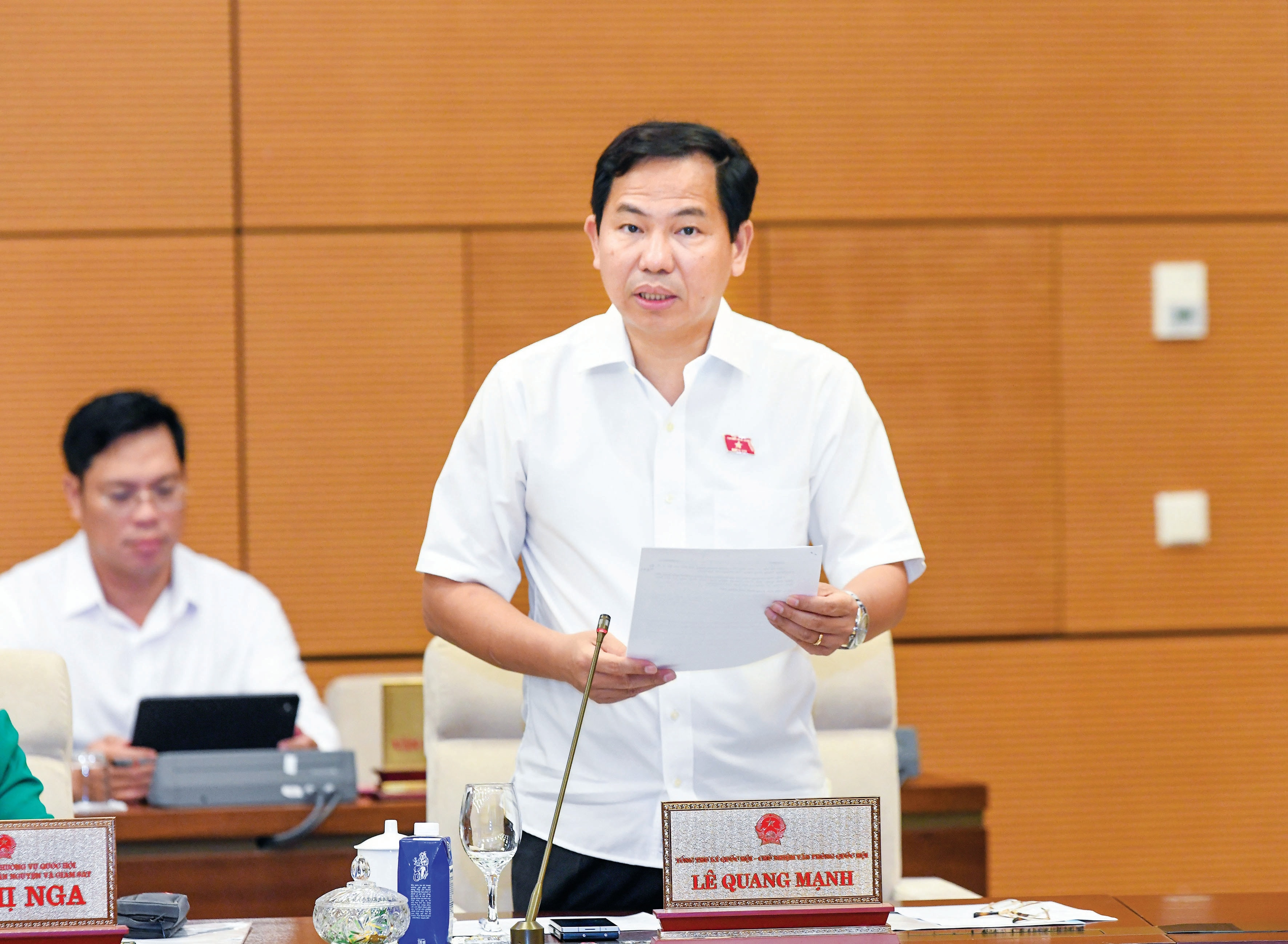 Tổng Thư ký Quốc hội, Chủ nhiệm Văn phòng Quốc hội Lê Quang Mạnh phát biểu