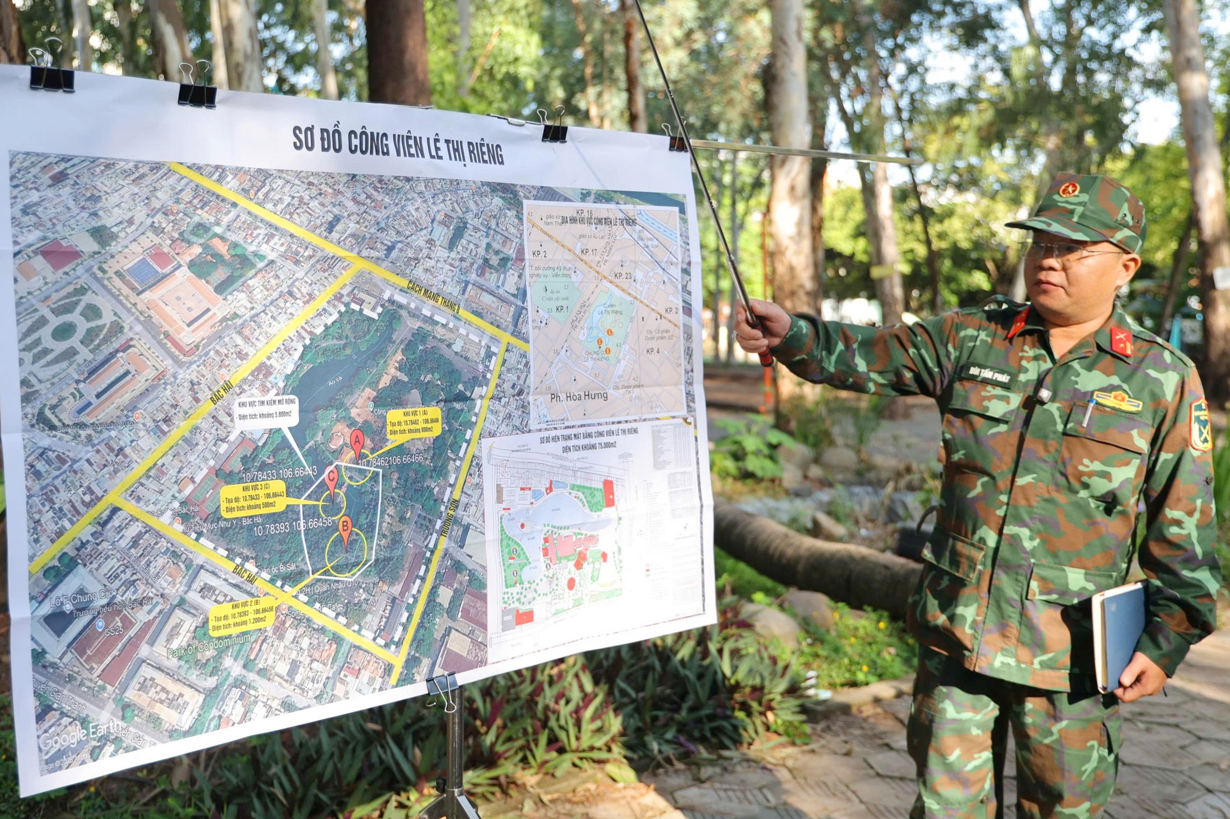 TP. Hồ Chí Minh Dùng radar xuyên đất tìm dấu tích các chiến sĩ hy sinh tại Công viên Lê Thị Riêng 1