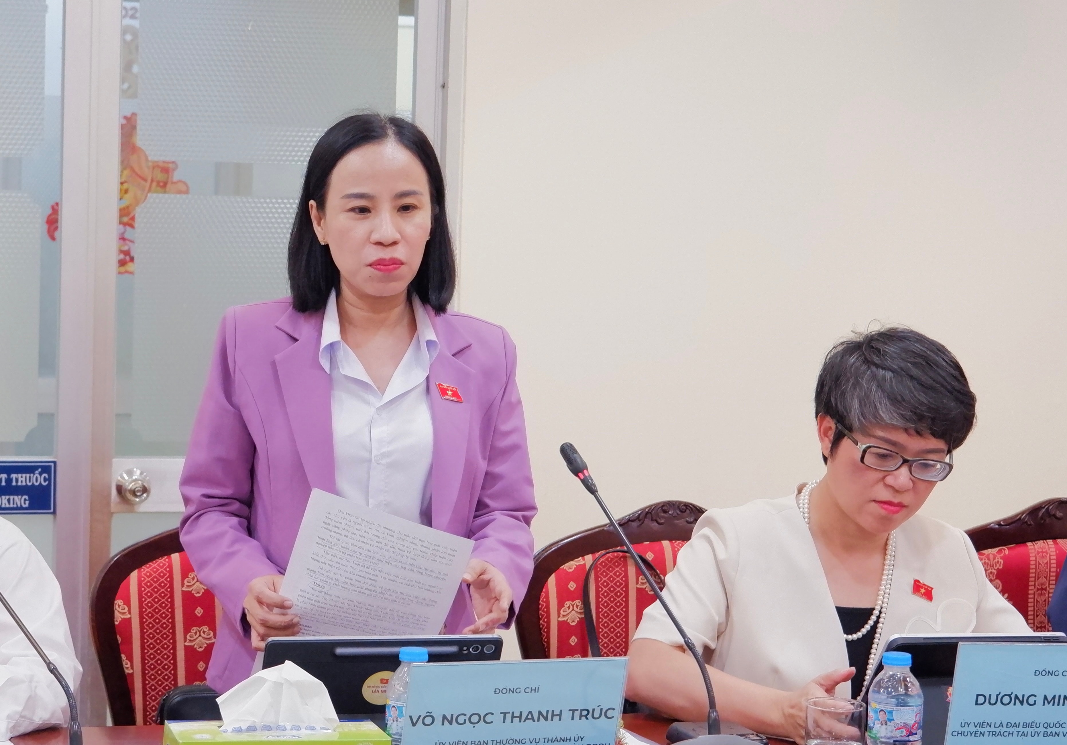 Phó Trưởng đoàn chuyên trác Đoàn ĐBQH TP. Hồ Chí Minh Võ Ngọc Thanh Trúc phát biểu