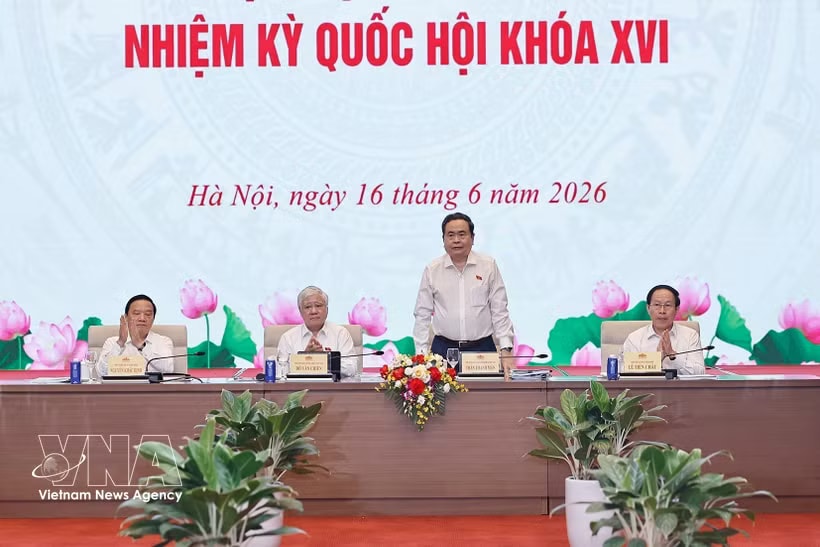 NA Chairman Tran Thanh Man speaks at the conference (Photo: VNA)