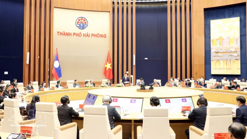 The 7th expanded conference of justice agencies of Vietnamese and Lao border provinces is held in the northern port city of Hai Phong on June 17, 2026. (Photo: VNA)