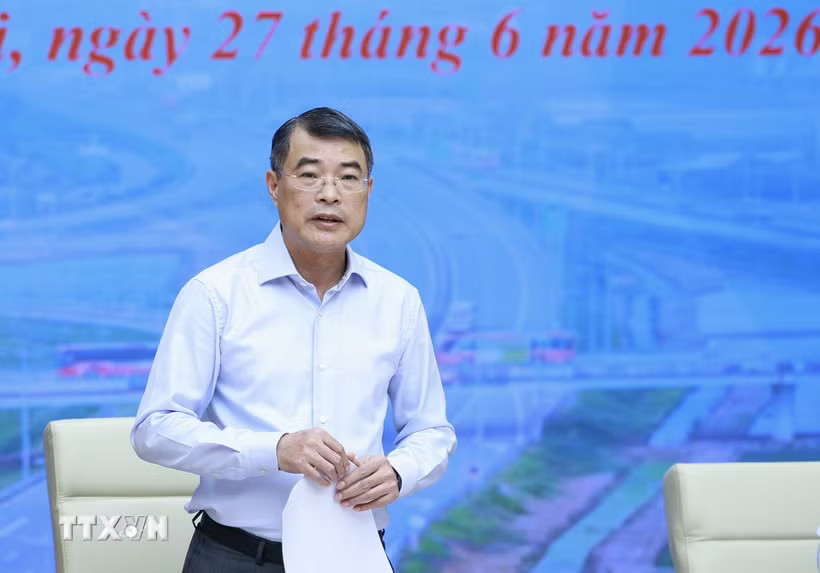 Thủ tướng Lê Minh Hưng chủ trì Hội nghị trực tuyến sơ kết 6 tháng đầu năm 2026 về lĩnh vực giao thông vận tải. (Ảnh: Dương Giang/TTXVN)