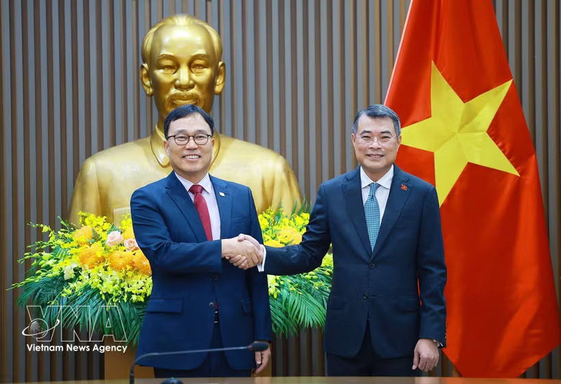Prime Minister Le Minh Hung (right) and RoK Ambassador to Vietnam Choi Young-sam at their meeting on June 29 (Photo: VNA)