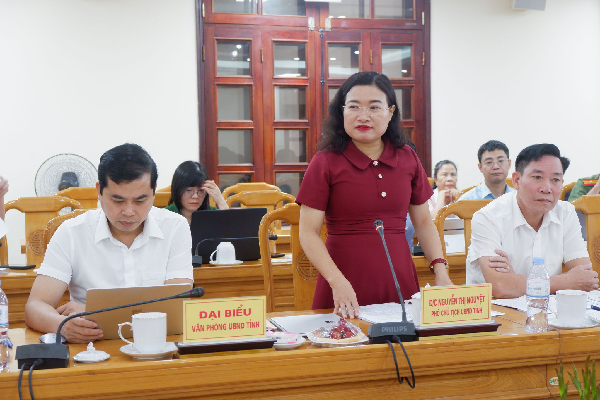 Phó Chủ tịch UBND tỉnh Hà Tĩnh Nguyễn Thị Nguyệt phát biểu tại cuộc làm việc