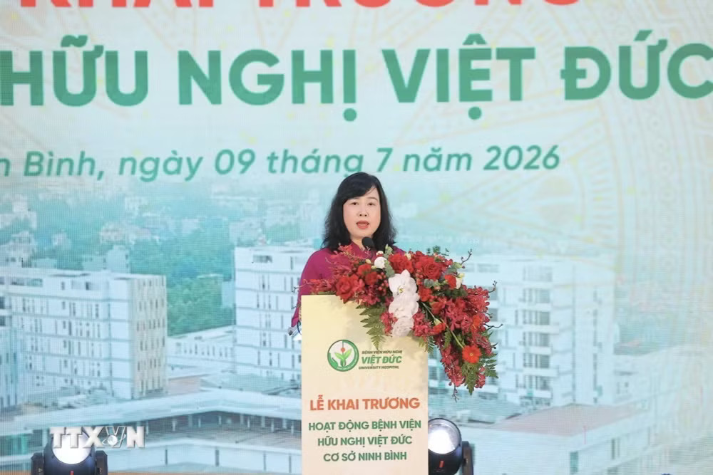 Bộ trưởng Bộ Lô Đề QQ88k Đào Hồng Lan phát biểu tại lễ khai trương Bệnh viện Việt Đức cơ sở Ninh Bình. (Ảnh: Minh Quyết/TTXVN) ttxvn-0907-thu-tuong-tham-benh-vien-viet-duc-va-benh-vien-bach-mai-co-so-ninh-binh-9.jpg