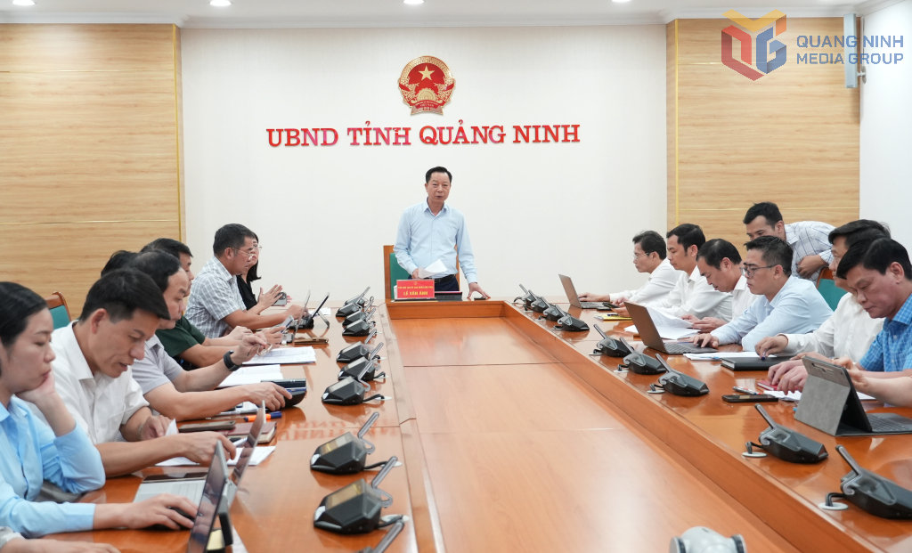 Phó Chủ tịch UBND tỉnh Quảng Ninh Lê Văn Ánh phát biểu kết luận cuộc họp triển khai các nghị quyết được thông qua tại Kỳ họp thứ 6, HĐND tỉnh khóa XV. Ảnh Q.M.G