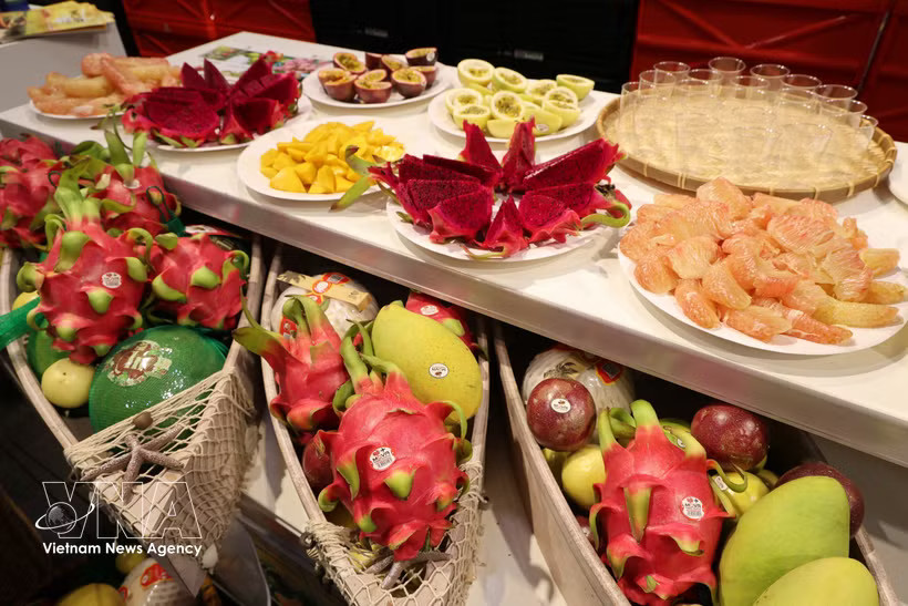 Fresh fruit products of Vietnam are introduced to German customers. (Photo: VNA)