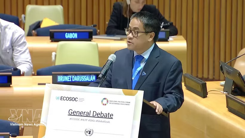 Minister Counsellor Nguyen Hai Luu, Deputy Permanent Representative of Vietnam to the United Nations, speaks at the high-level segment of the 2026 High-level Political Forum on Sustainable Development (HLPF) in New York. (Photo: VNA)