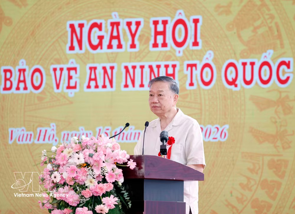 Party General Secretary and State President To Lam addresses the All People’s Day for National Security Protection in Long Luong village of Van Ho commune,Son La province, on July 15, 2026. (Photo: VNA) vnanet-son-la2.jpg