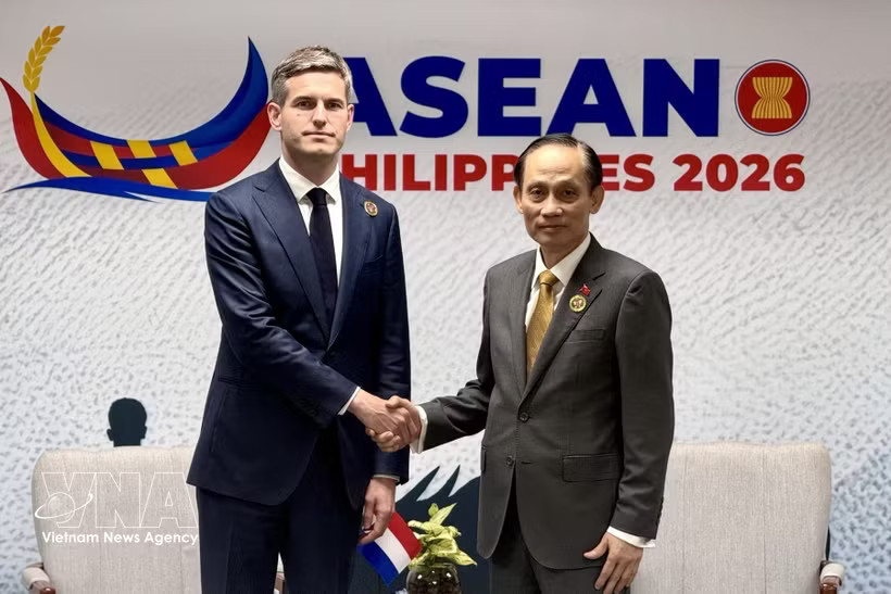 Minister of Foreign Affairs Le Hoai Trung (R) and his Dutch counterpart Tom Berendsen (Photo: VNA)