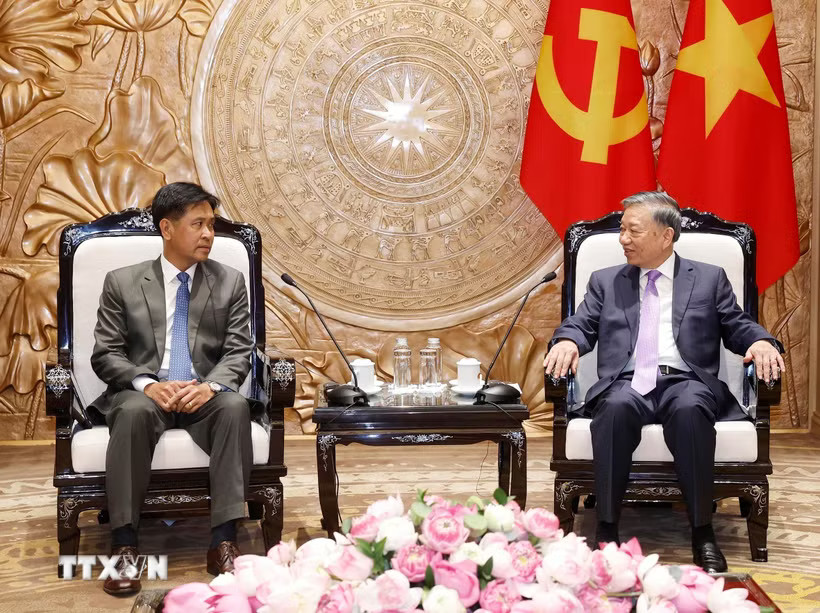 Tổng Bí thư, Chủ tịch nước Tô Lâm tiếp Chánh án Tòa án Nhân dân tối cao Lào Phayvy Syboualypha. (Ảnh: Thống Nhất/TTXVN)