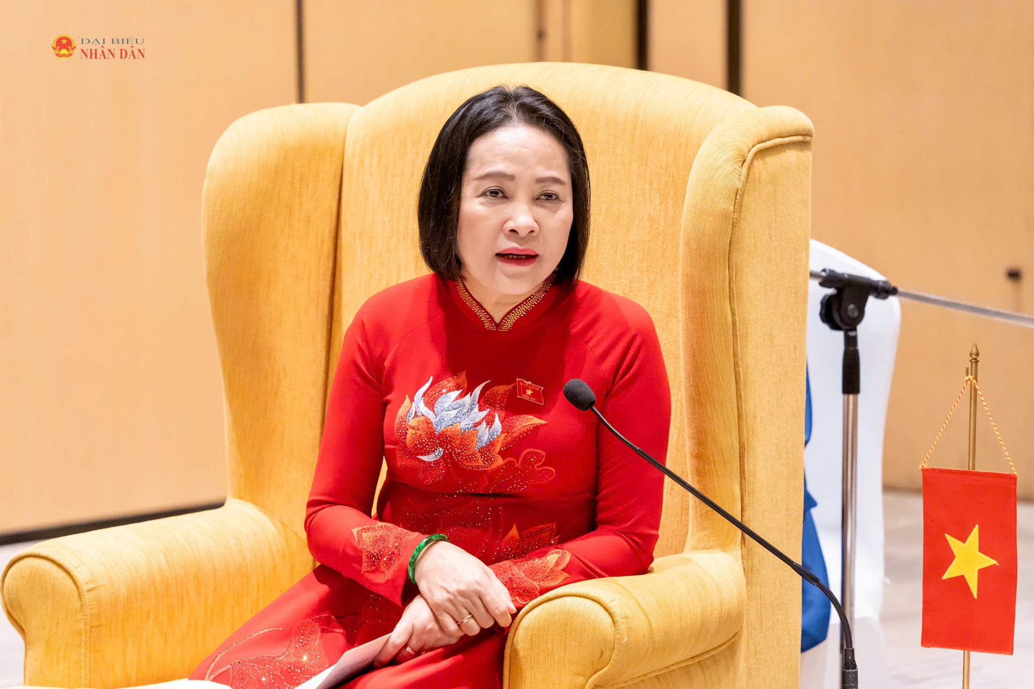 Phó Chủ tịch Quốc hội Nguyễn Thị Thanh phát biểu tại buổi tiếp.