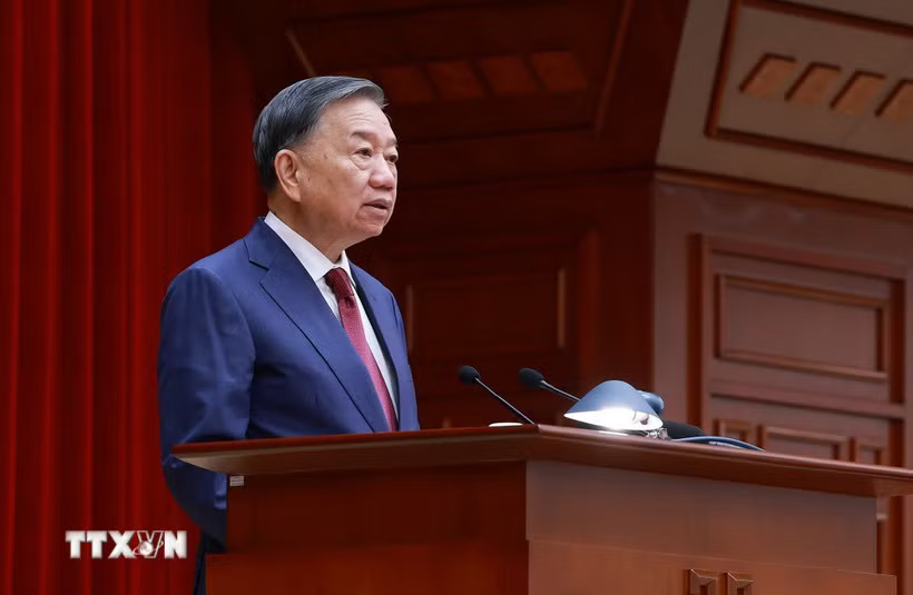 Tổng Bí thư, Chủ tịch nước Tô Lâm phát biểu khai mạc Hội nghị lần thứ ba Ban Chấp hành Trung ương Đảng khoá XIV. (Ảnh: Dương Giang/TTXVN)