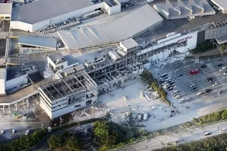 Damage is seen at Aeon Mall in Kumamoto prefecture, Japan, following the earthquake on July 28, 2026. (Photo: Kyodo/VNA)