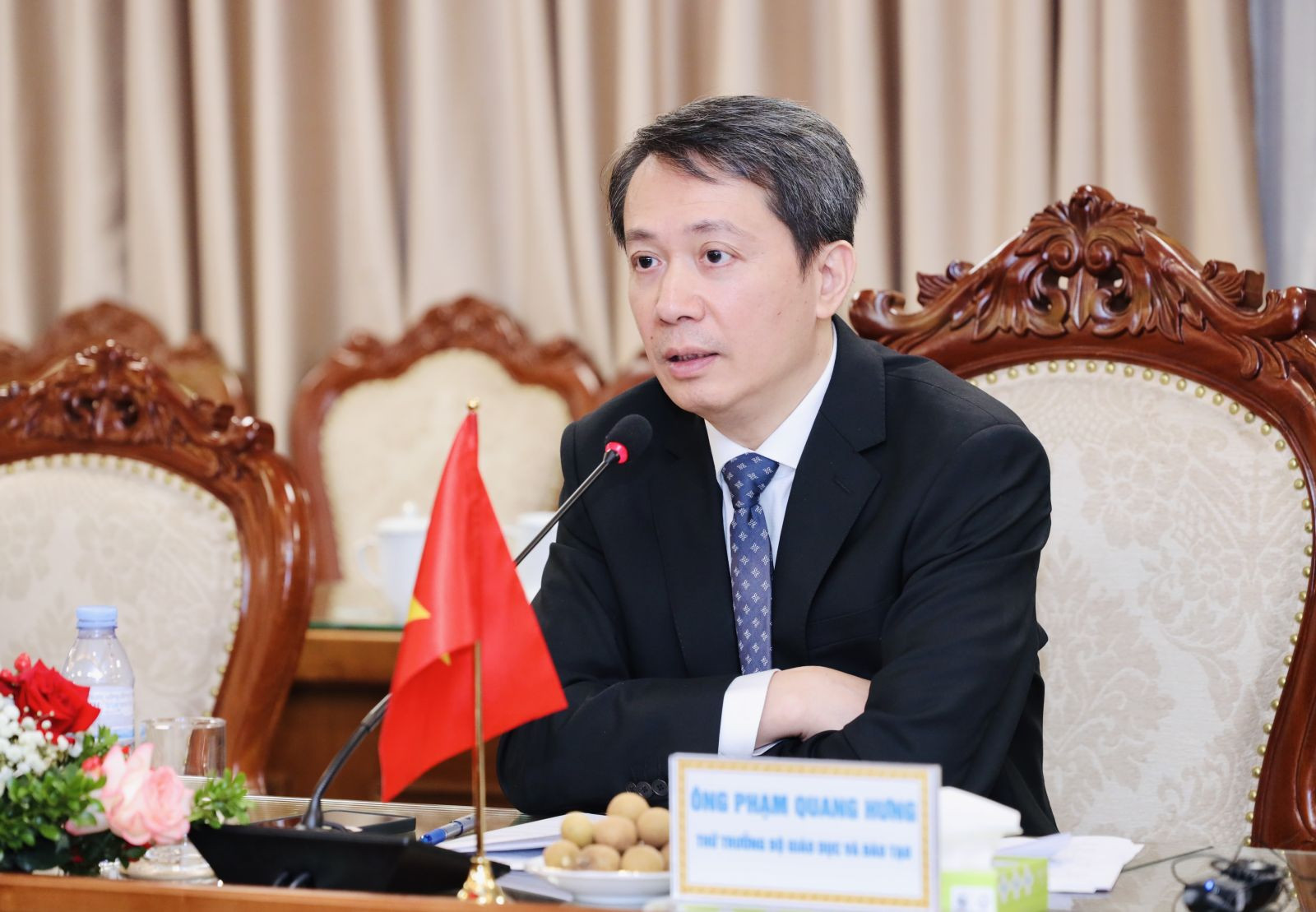 Thứ trưởng Phạm Quang Hưng phát biểu tại buổi làm việc Ảnh: Bộ GD-ĐT