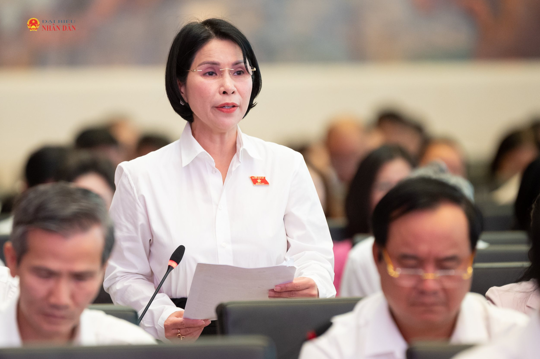 Phó Chủ nhiệm Ủy ban Dân nguyện và Giám sát Trần Thị Nhị Hà phát biểu. Ảnh: Phạm Thắng