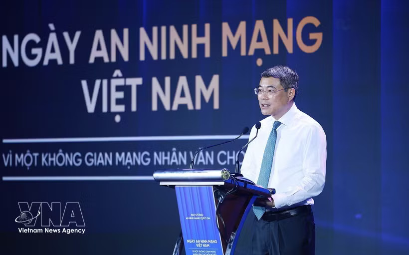 Prime Minister Le Minh Hung addresess a ceremony marking Vietnam Cybersecurity Day in Hanoi on August 6 (Photo: VNA)