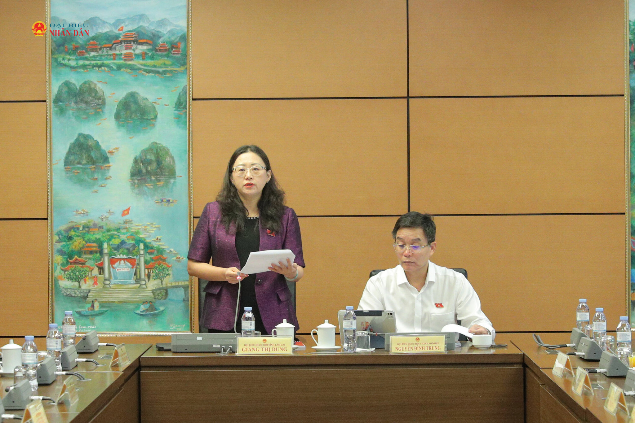 Tổ 4 (Khánh Hòa, Huế, Lào Cai)/ĐBQH Giàng Thị Dung (Lào Cai) phát biểu thảo luận tại Tổ 4