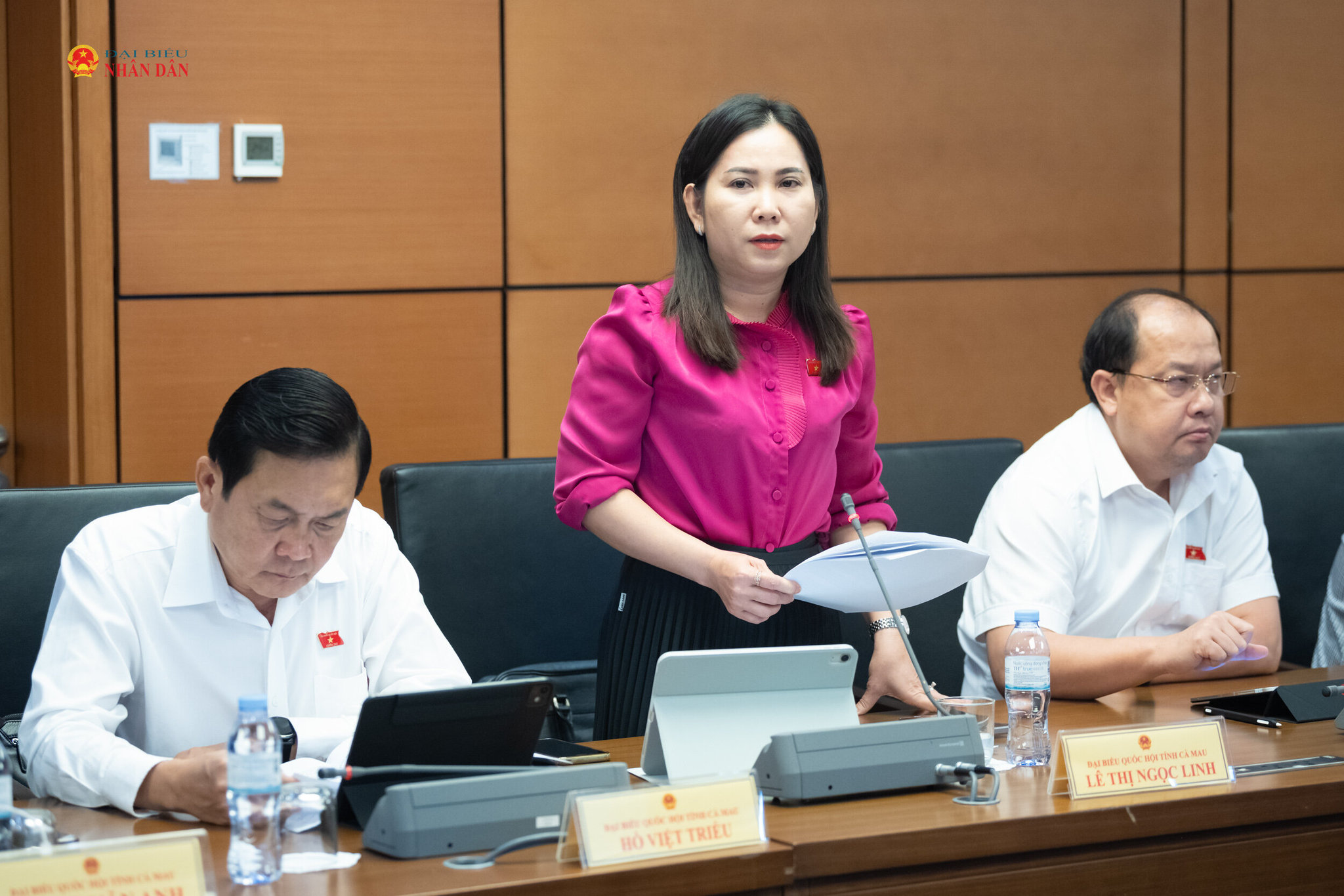 ĐBQH Lê Thị Ngọc Linh (Cà Mau) phát biểu thảo luận tại Tổ 8