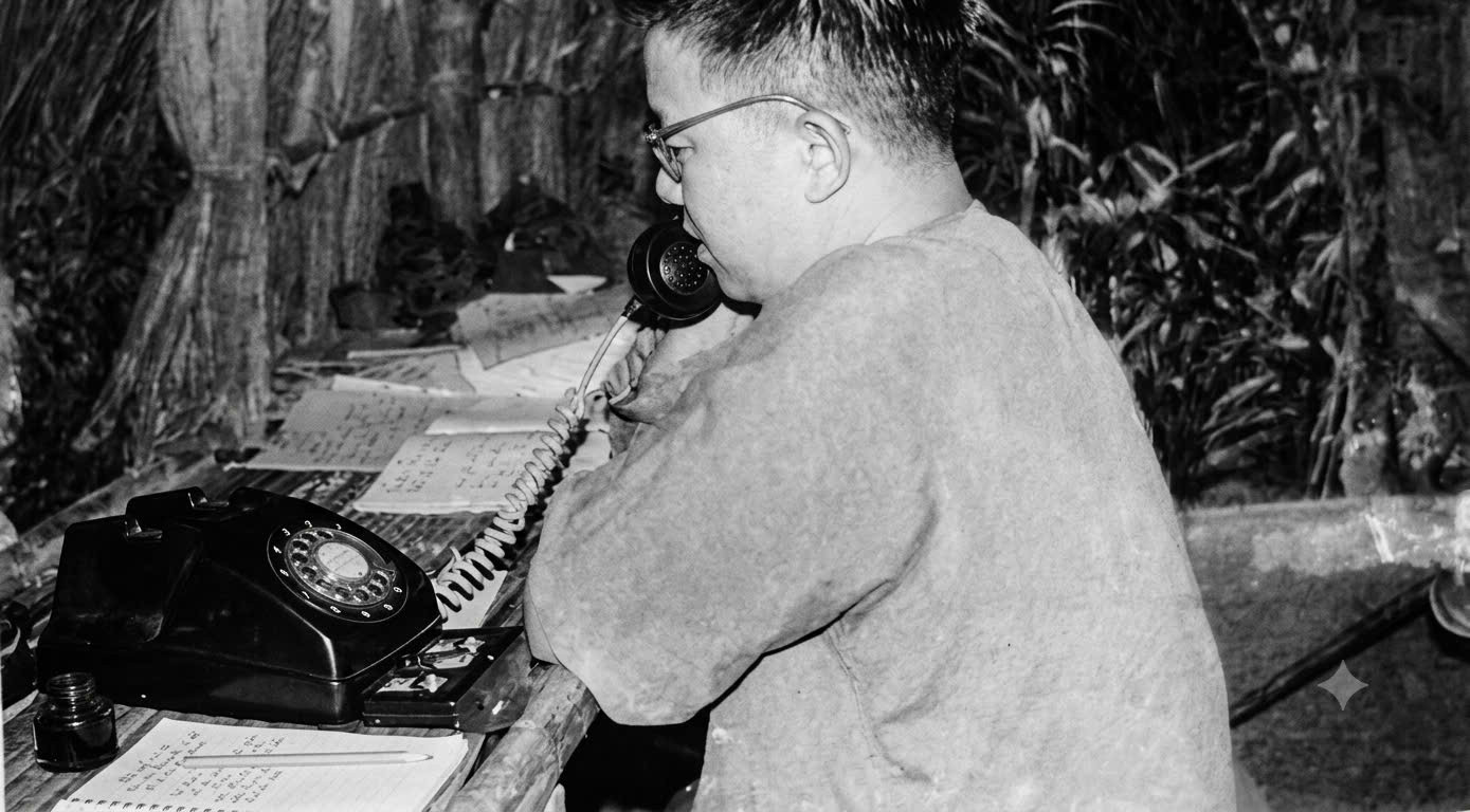 Chính ủy Lê Quang Đạo trong hầm chỉ huy chiến dịch Đường 9 - Khe Sanh 1968 - Ảnh do tác giả cung cấp