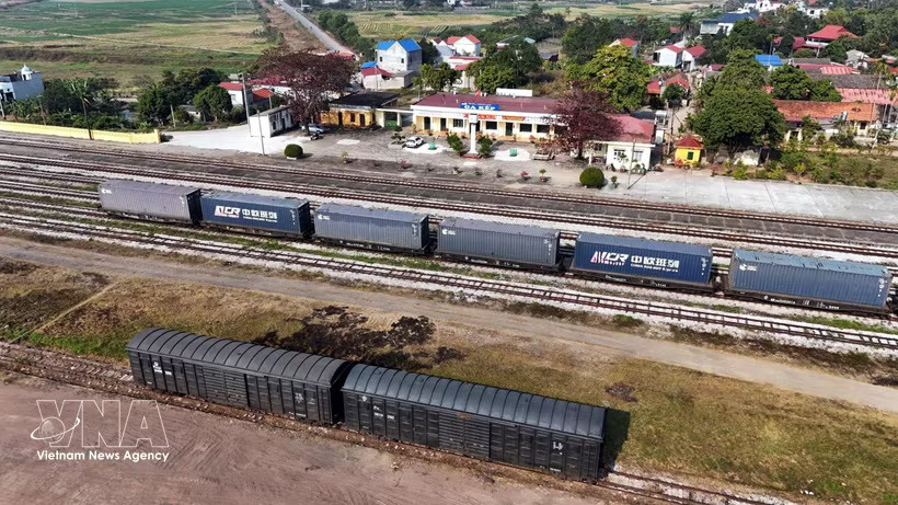 The railway network from Kep Station in Bac Ninh province connects with four routes: Kep–Dong Dang–Pingxiang (China), Kep–Luu Xa (Thai Nguyen province), Kep–Ha Long (Cai Lan Port in Quang Ninh province), and Kep–Yen Vien (Hanoi). Traravico is working with domestic and international partners to further develop the China-linked service, targeting around 1,500 containers annually. (Photo: VNA) 