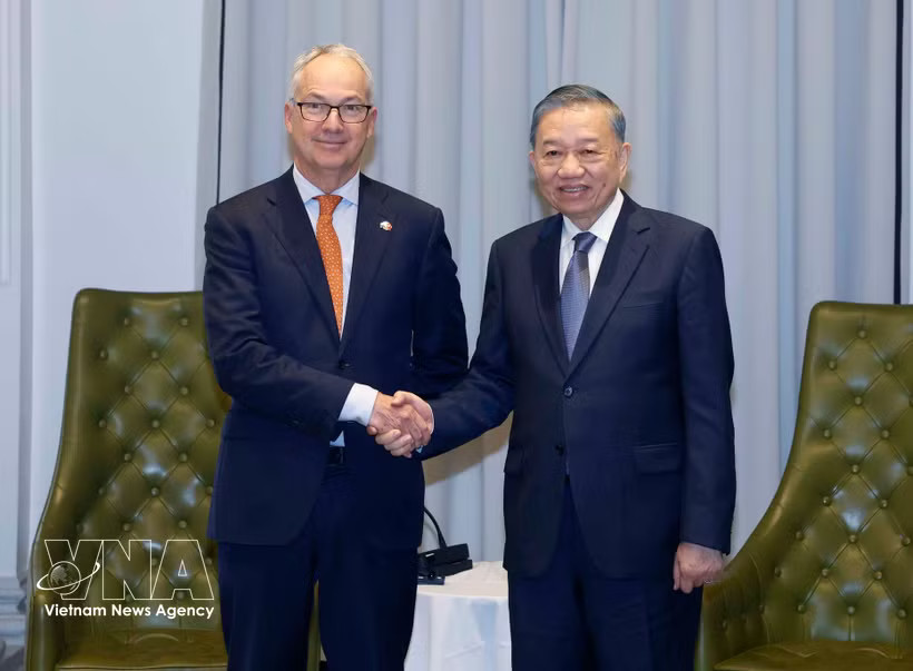 General Secretary of the Central Committee of the Communist Party of Vietnam (CPV) and President To Lam (R) receives Nicholas Moore, Australia’s Special Envoy for Southeast Asia, in Sydney on August 10. (Photo: VNA)