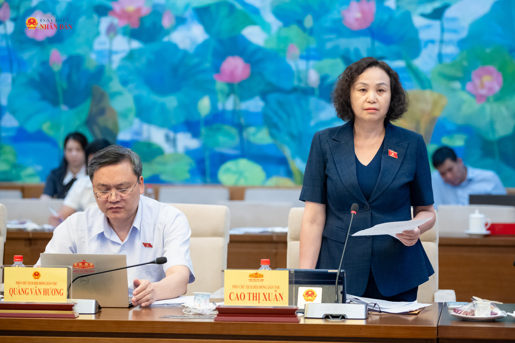 Phó Chủ tịch Hội đồng Dân tộc Cao Thị Xuân phát biểu