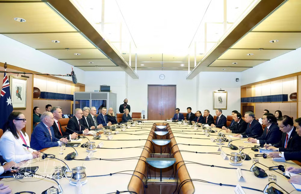 At the talks between General Secretary of the CPV Central Committee and President To Lam and Australian Prime Minister Anthony Albanese (Photo: VNA) vnanet-w.jpg