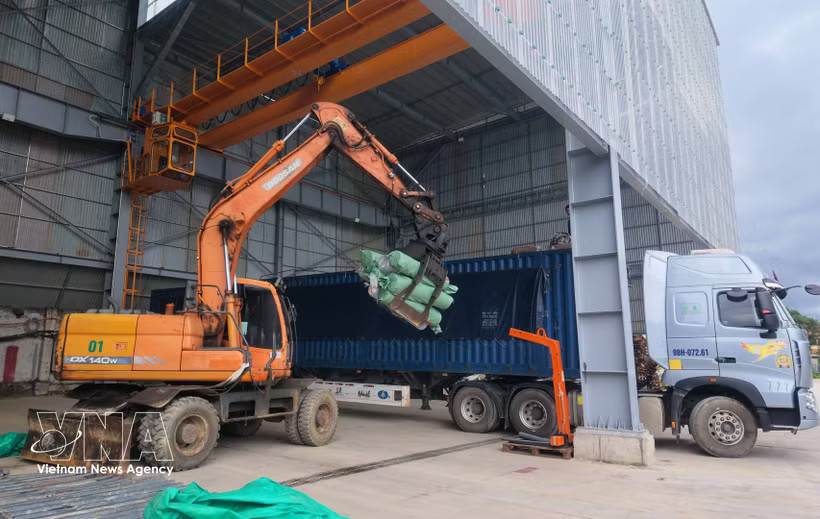 Machinery has been integrated into cargo handling lines, helping reduce labour requirements and improve import-export efficiency. (Photo: VNA)