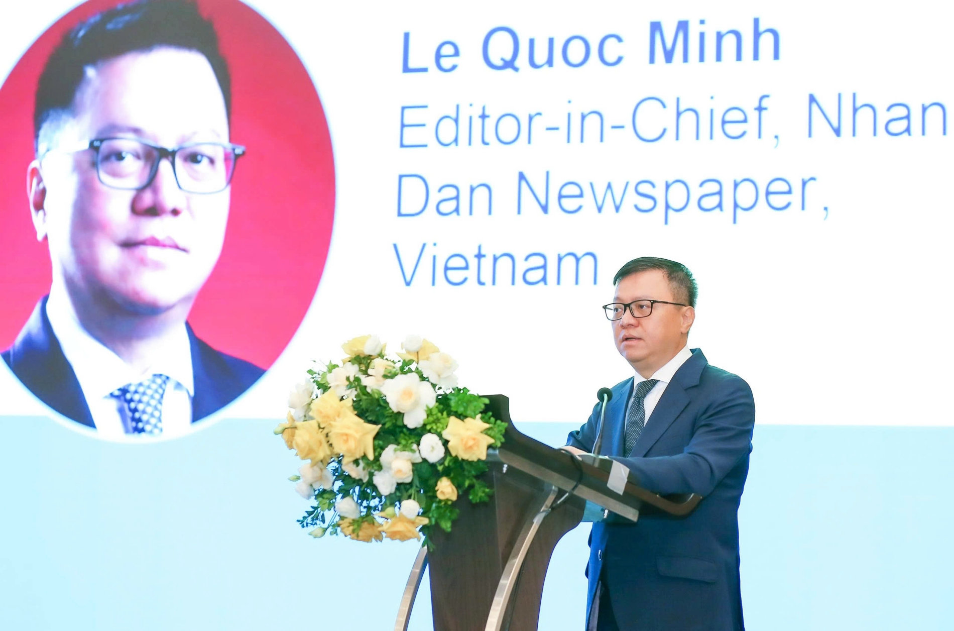 Chủ tịch Hội Nhà báo Việt Nam Lê Quốc Minh phát biểu tại Diễn đàn