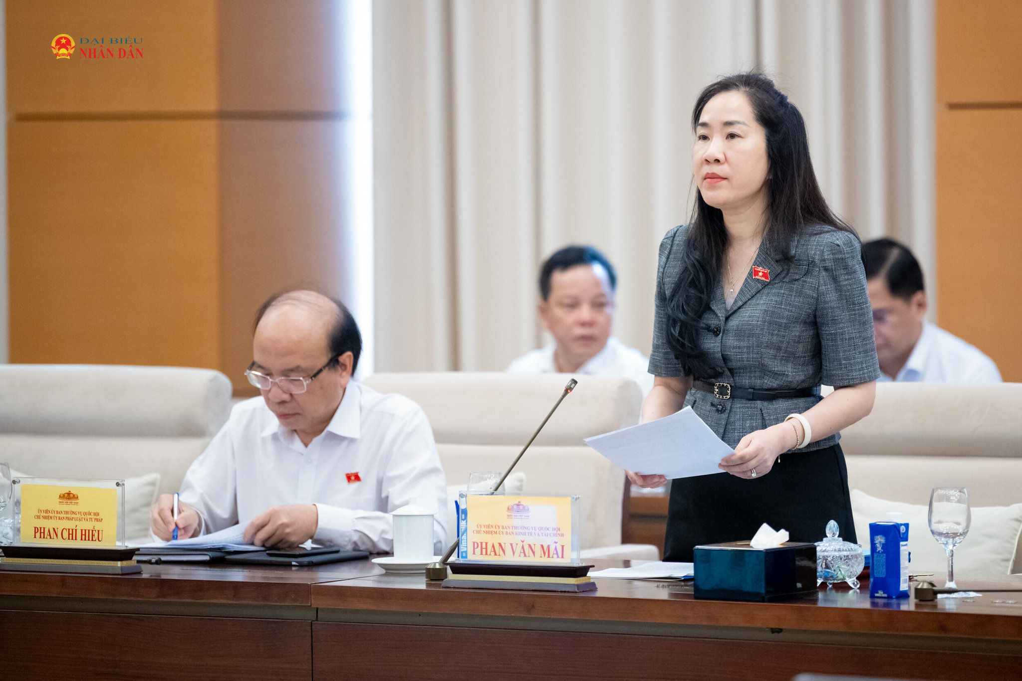 Phó Chủ nhiệm Ủy ban Kinh tế và Tài chính của Quốc hội Đoàn Thị Thanh Mai trình bày ý kiến đối với nội dung cơ quan trình dự kiến tiếp thu, giải trình và chỉnh lý dự thảo