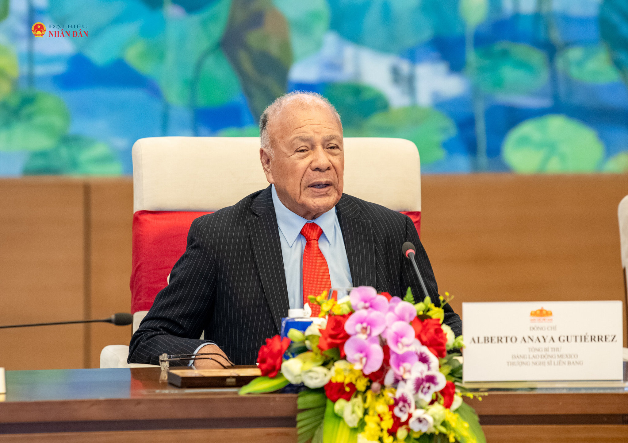 Tổng Bí thư đảng Lao động Mexico Alberto Anaya Gutiérrez phát biểu