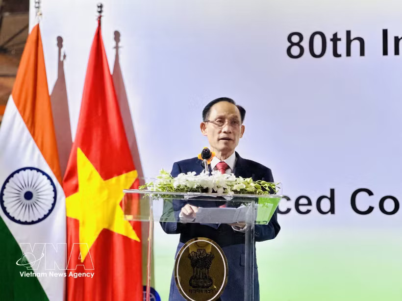 Minister of Foreign Affairs Le Hoai Trung speaks at the event. (Photo: VNA)