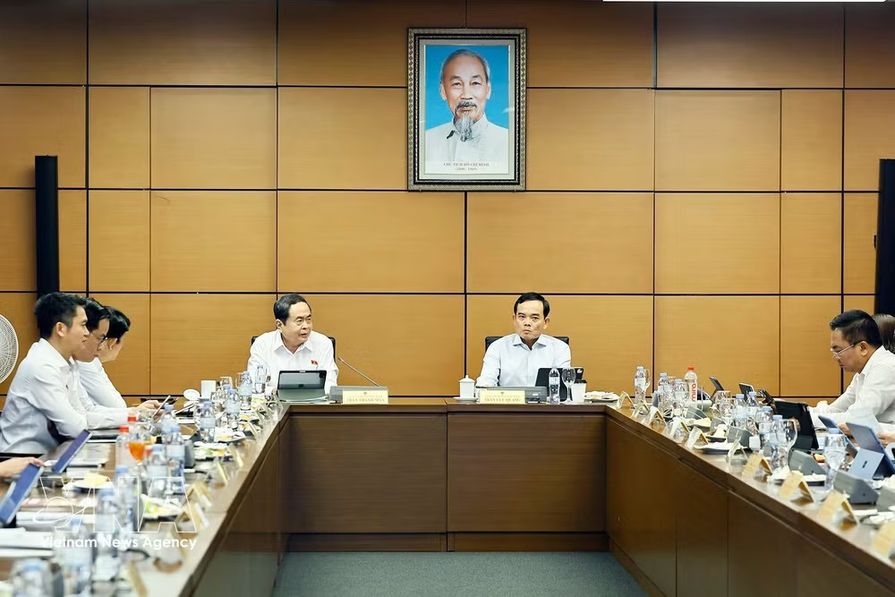 National Assembly President Tran Thanh Man speaks at the event. (Photo: VNA) vnanet-law.jpg