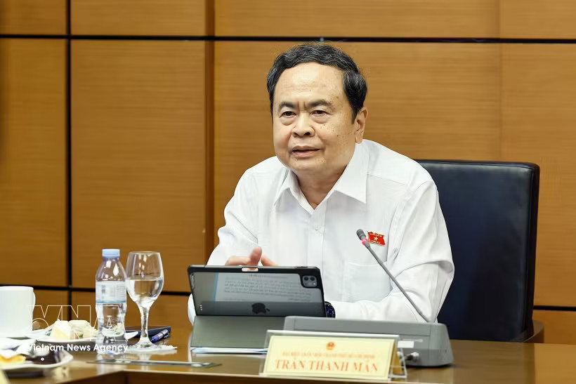 National Assembly President Tran Thanh Man speaks at the event. (Photo: VNA)