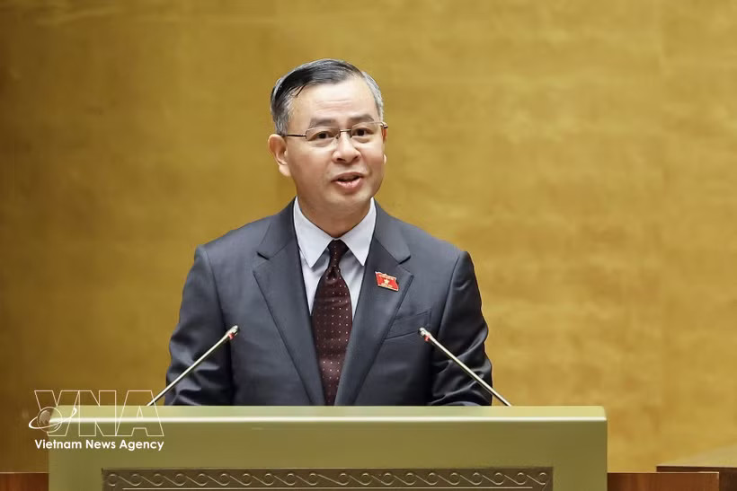 Minister of Finance Ngo Van Tuan speaks at the session (Photo: VNA)