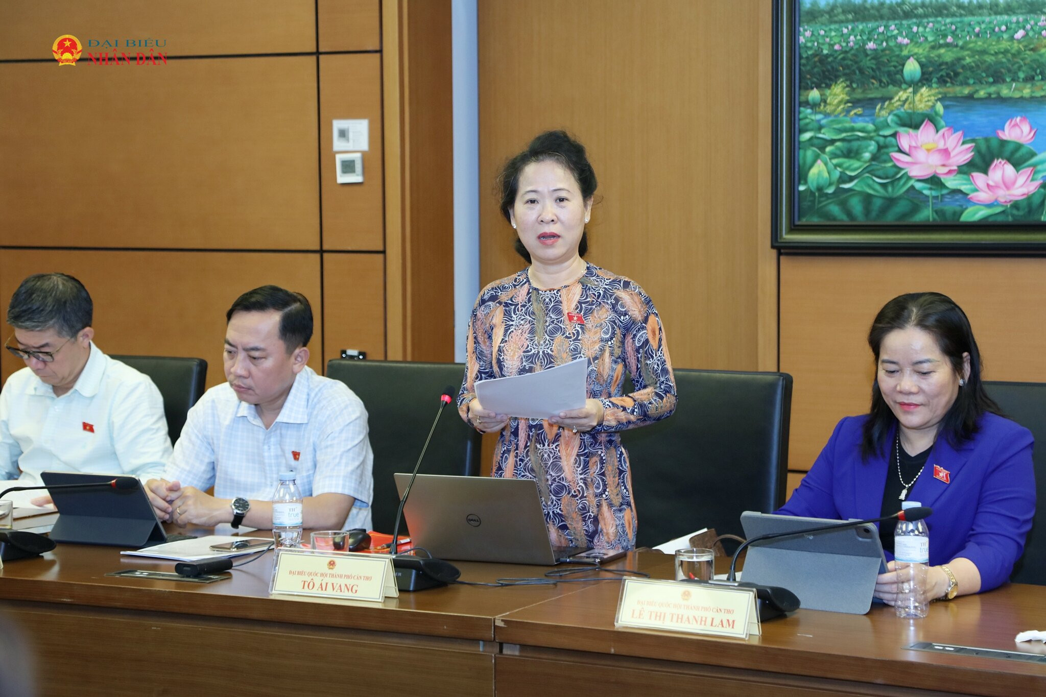 ĐBQH Tô Ái Vang (TP. Cần Thơ) phát biểu thảo luận tại Tổ 9