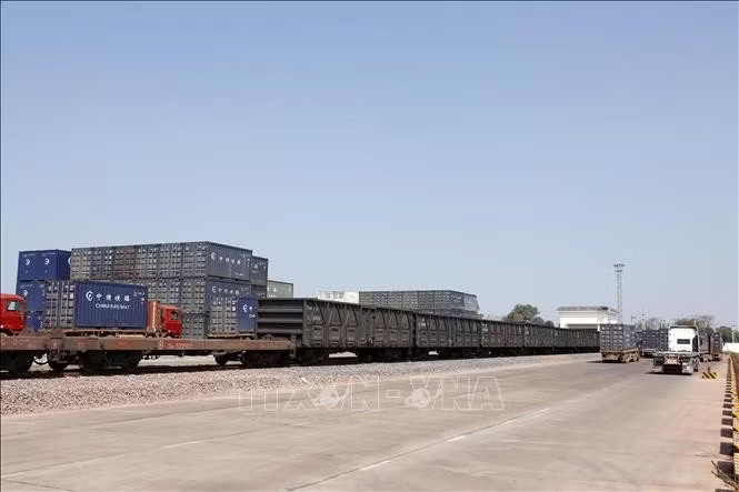A freight station in Vientiane that is part of the Laos-China railway system (Photo: VNA)
