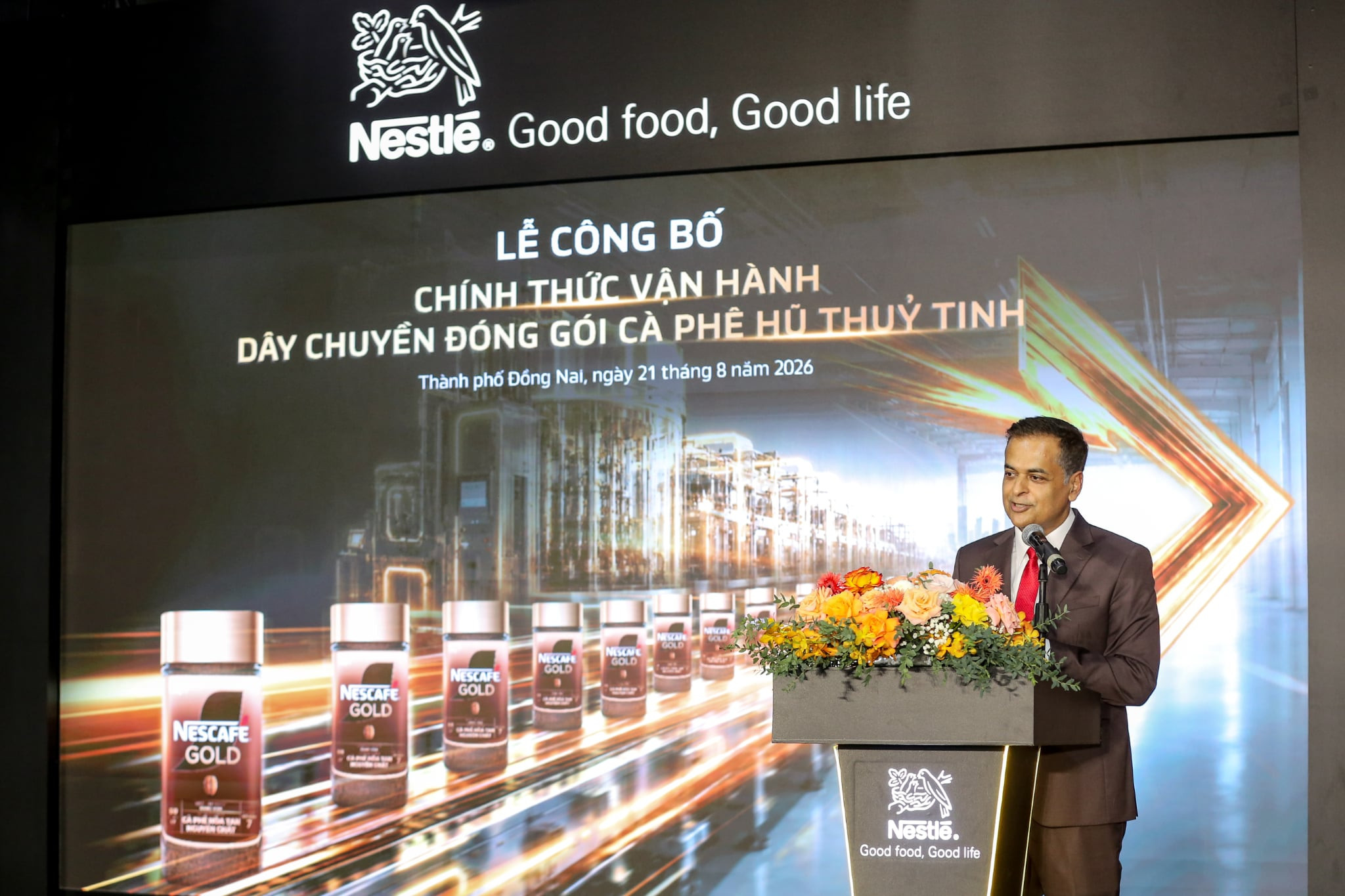 Ông Binu Jacob, Tổng Giám đốc Nestlé Việt Nam, phát biểu tại sự kiện.