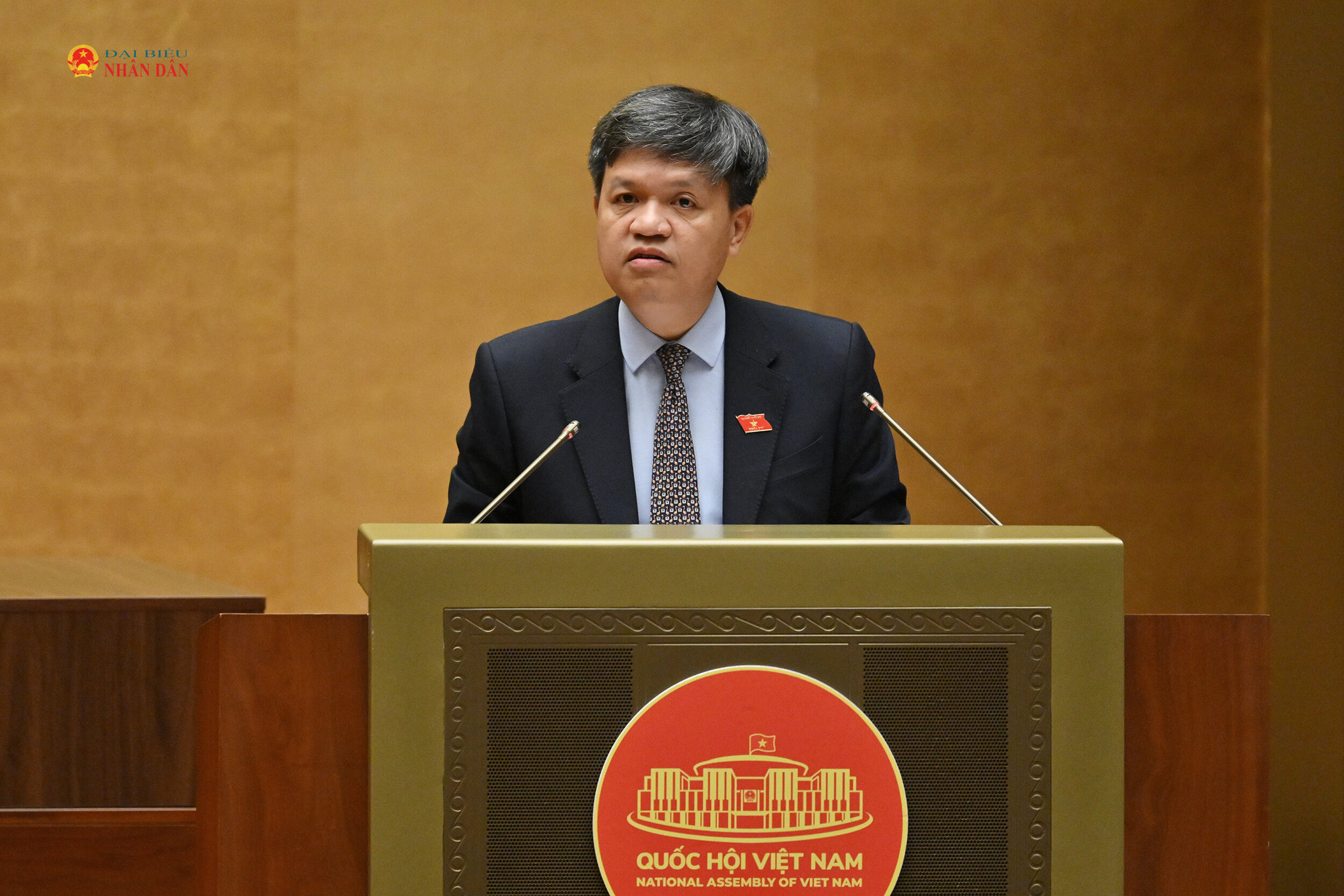 Phó Chủ nhiệm Ủy ban Khoa học, Công nghệ và Môi trường Tạ Đình Thi trình bày Báo cáo thẩm tra về việc tách Dự án điện hạt nhân Ninh Thuận thành các dự án độc lập