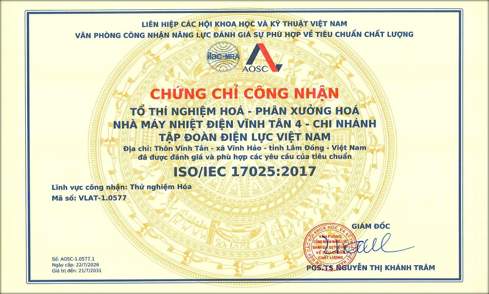 Được nhận chứng chỉ là kết quả của sự cố gắng nhiều năm của Nhà máy