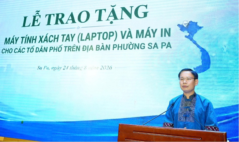 Chủ tịch UBND phường Sa Pa Cao Bá Quý phát biểu tại chương trình.
