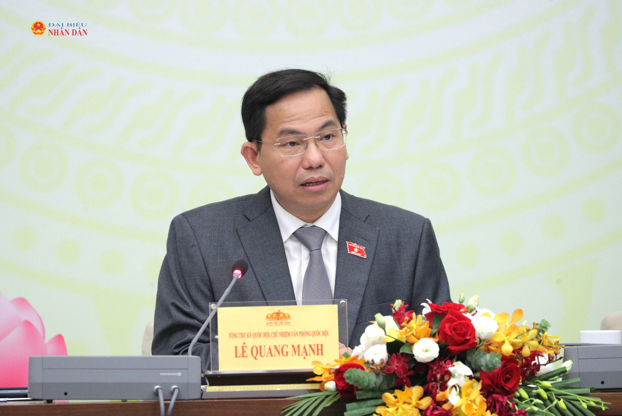 Tổng Thư ký Quốc hội, Chủ nhiệm Văn phòng Quốc hội Lê Quang Mạnh phát biểu tại Họp báo