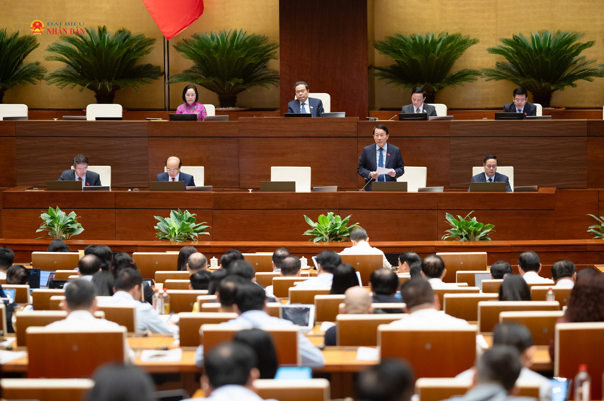 Bộ trưởng Bộ Công an, Đại tướng Lương Tam Quang báo cáo tiếp thu, giải trình ý kiến của Ủy ban Thường vụ Quốc hội và ý kiến của các đại biểu Quốc hội về hồ sơ dự án Nghị quyết